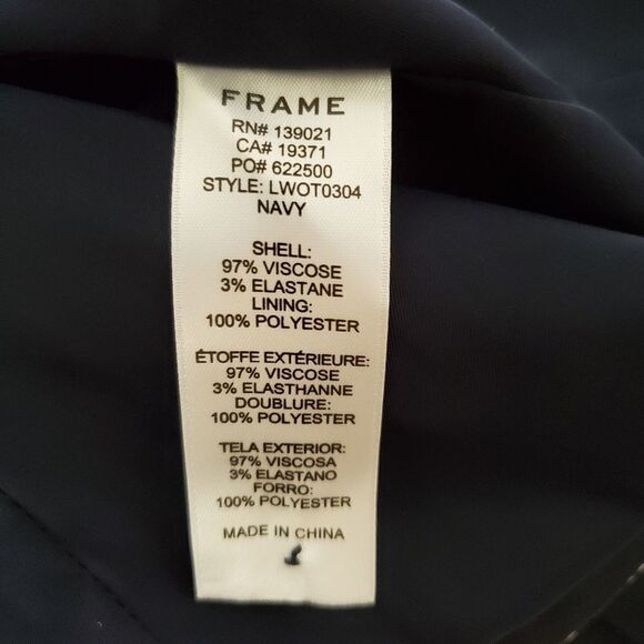 FRAME Contrast Piping Cropped Blazer sz 6 in Navy - Picture 11 of 12